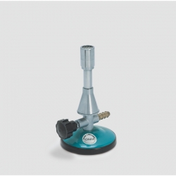 Meker in ottone nichelato con reticolo inox regolatore d'aria e rubinetto a vite Ø mm 30x200h per gas liquido